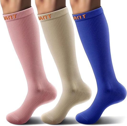 BULLIANT Compression Socks 3Pairs-15-20mmHg Circulation Support Men Women Hiking Sports Recovery-Upgraded Wicking Tech
