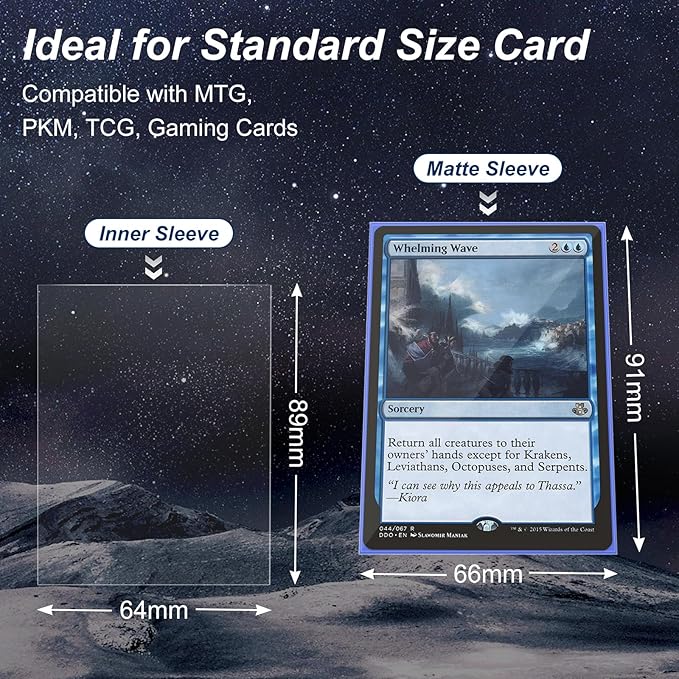 400 Pack Card Sleeves, 200 Matte Blue Trading Card Sleeve and 200 Perfect Fit Sleeves Ideal for Double-Sleeving, Compatible with MTG, TCG