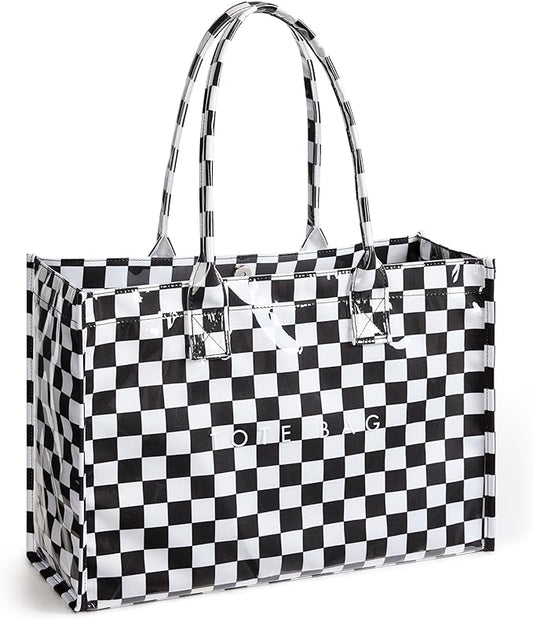 KALIDI PVC Tote Bag Women’s Kraft Paper Work Handbags Purses with Top Handle