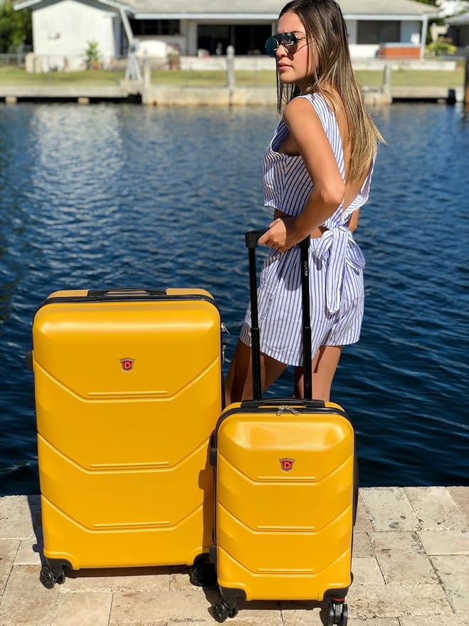 DUKAP ZONIX Luggage with Spinner Wheels | Durable Lightweight Hardshell Suitcase, Spacious Travel Sets with Handle and Trolley | (20/26/30) 3 Piece Luggage Set | Mustard