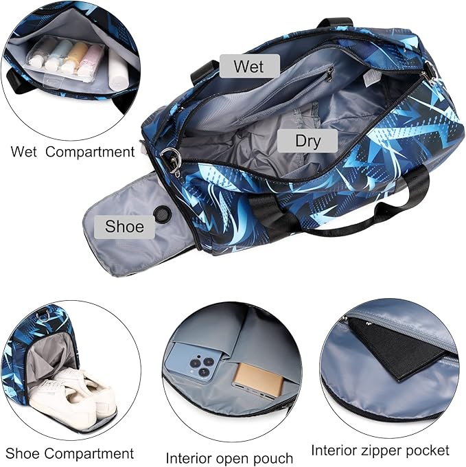 Dance Bag for Boy and Girls Duffle Gymnastics Gym Overnight Travel Sports Ballet Weekender Sleepover Carry On Bag with Shoe Compartments Water Resistant