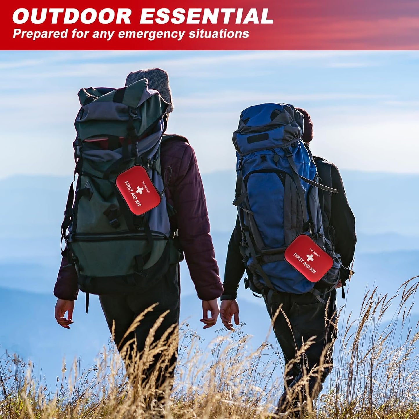 160 Piece Mini First Aid Kit, Compact Waterproof Hard Shell Small Emergency Medical Kit for Travel, Car, Home, Office, Vehicle, Hiking - Camping Essentials and Outdoor Survival Kit