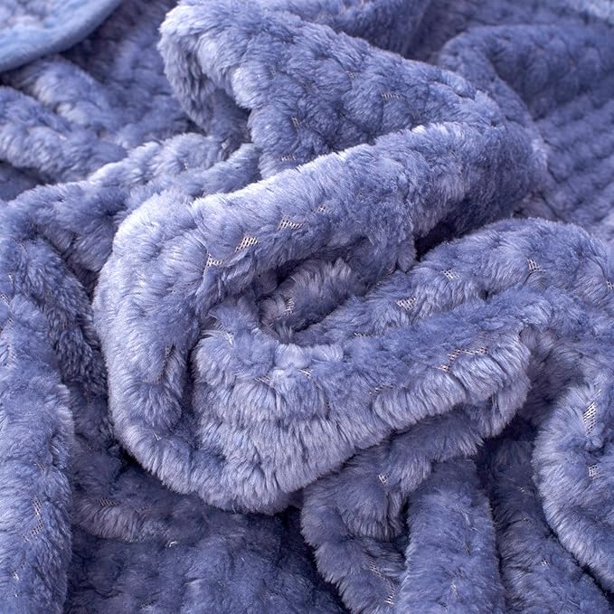 Fuzzy Sherpa Reversible Blanket for Baby, Soft Warm Cozy Coral Fleece Toddler, Infant or Newborn Reversible Blanket for Crib, Stroller, Travel, 30”×40”, Pearl Blue