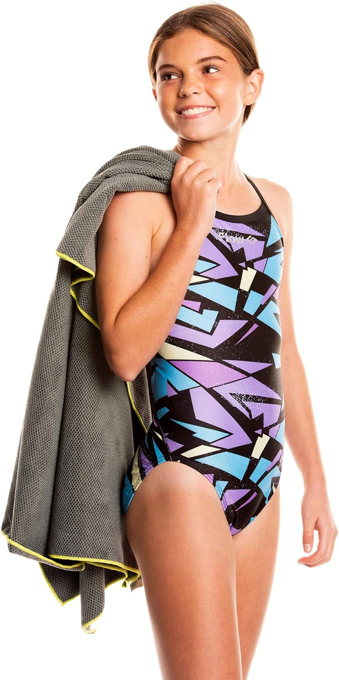 Flow Microfiber Quick Dry Swim Towel - Pool Towels for Competitive Swimming and Other Water Sports with Medium and Large Options Available (Gray, Large (60” x 30”))