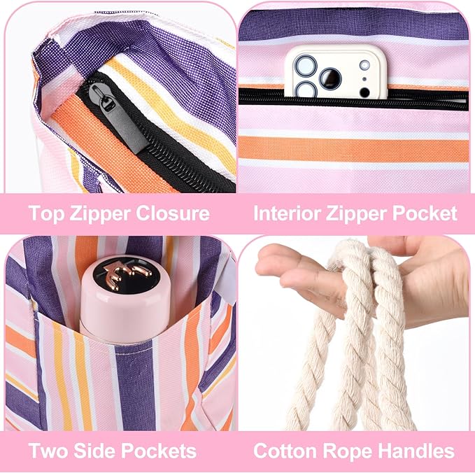 CaCTOUR Large Beach Bag Women,Beach Bags Waterproof Sandproof with Zipper Wet Pocket,Beach Tote Pool Bag for Swim Gym Travel