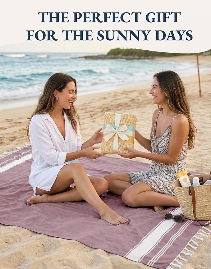 LANE LINEN Beach Towels 4 Pack - Beach Towels Oversized, Pre-Washed Extra Large Beach Towel, Quick Dry, No Sand Beach Towel, Pool Towels for Adults, 39"x71" - Wistful Mauve