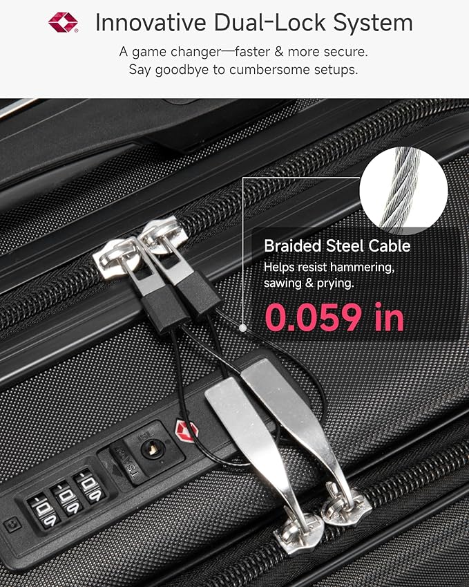 Carry On Luggage 22x14x9 Airline Approved, 20" Hardside Suitcase with Front Pocket for Laptop, Lightweight Spinner Luggage with TSA Lock & Matching Tote Bag (3 Piece Sets, Black)