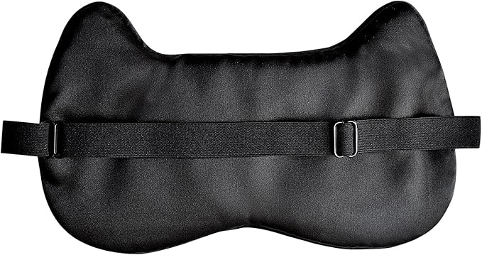 Cute Cat Silk Sleep Mask Adjustable Eye Mask Sleeping Mask Eye Cover Soft Satin Blindfold Eye Shade for Girls Women Men Travel Nap - Black