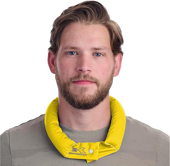 KOOLGATOR Evaporative Cooling Neck Wrap – Reusable Neck Cooler with Long Lasting Relief During Hot Weather Activities, Sports, & Outdoor Work, Bright Yellow, 1 Pack