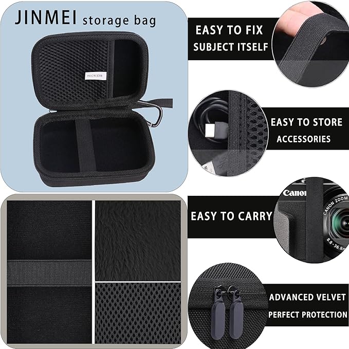 Hard EVA Carrying Storage Case Compatible with Canon PowerShot SX740 HS/SX730/SX720/SX620/G7X Digital Camera, Point and Shoot Vlogging Camera Protective Travel storage box (black)