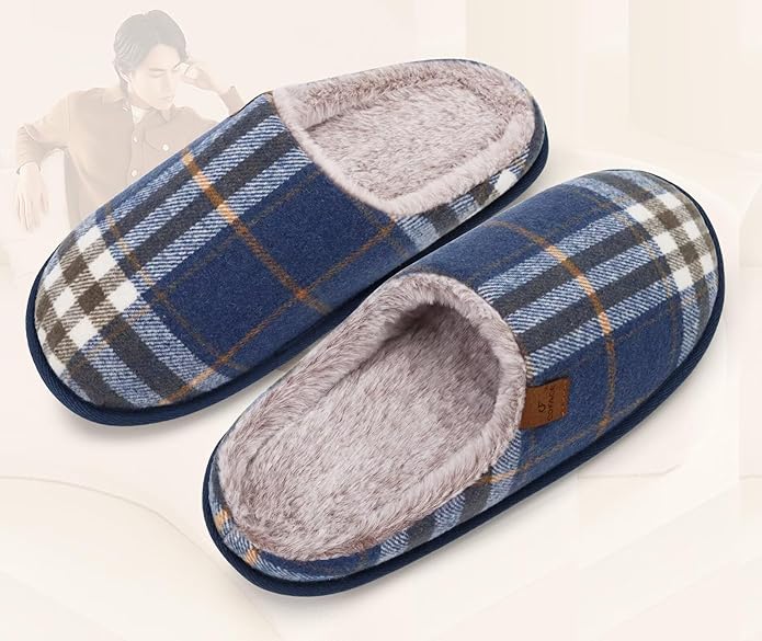 COFACE Mens Cozy Memory Foam Scuff Slippers Casual Slip On Warm House Shoes Indoor/Outdoor Sandal Slippers With Arch Support Rubber Sole Size 7-15