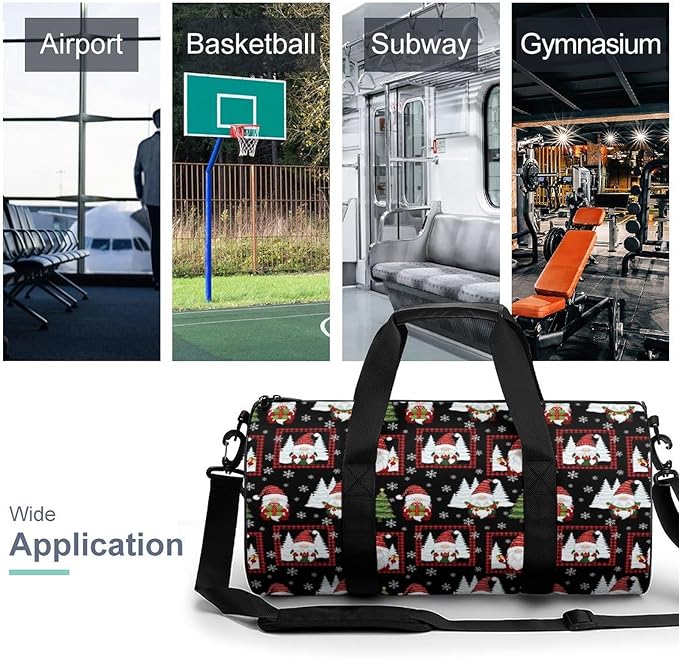 Basketball Football Weekender Bag Red Gnomes Snow Christmas Carry on Beach Yoga Overnight Luggage Bag Sports Gym Bags for Men Women
