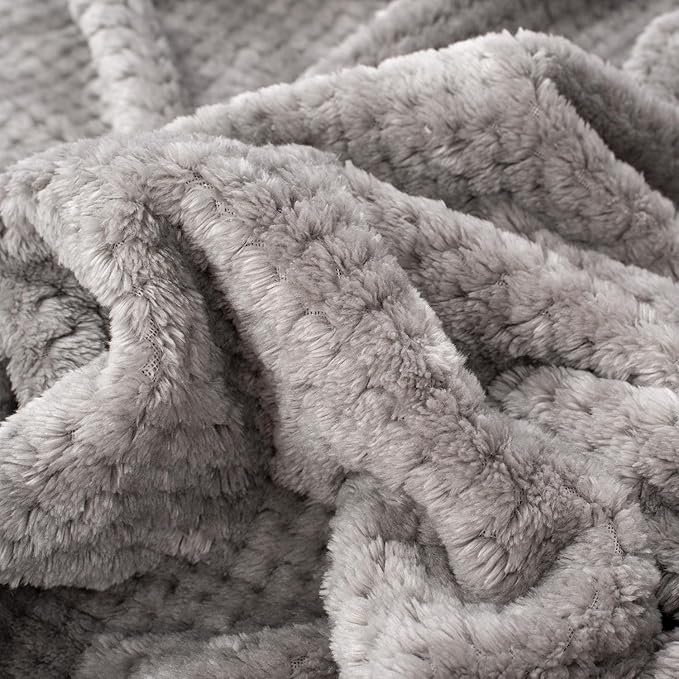 Fuzzy Blanket or Fluffy Blanket for Baby, Soft Warm Cozy Coral Fleece Toddler, Infant or Newborn Receiving Blanket for Crib, Stroller, Travel, Decorative, 30”×40”, Flint Gray+Flint Gray