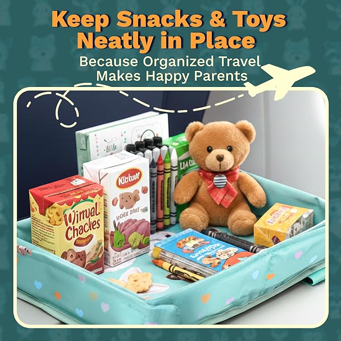 Waterproof Airplane Tray Table Cover – Universal Fit & Easy Setup – Airplane Tray Cover Kids - Use in Buses, Trains, High Chairs I Plane Travel Essentials for Kids 1-5 Years