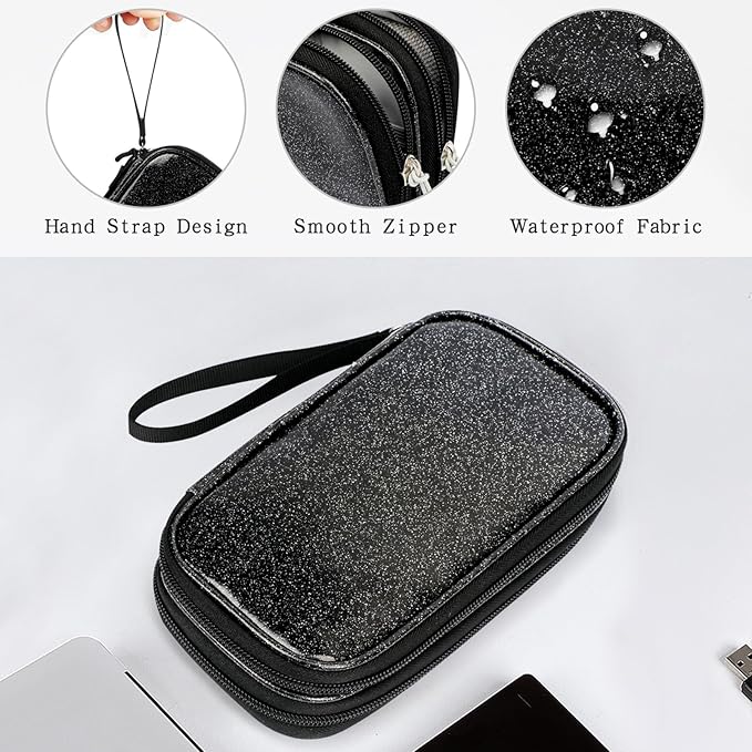 Skycase Electronic Organizer Travel Case - Waterproof Travel Cord Pouches for Organization, Cable Organizer, All-in-One Double Layers Storage Bag for Accessories, Charger, Cable, Black-1