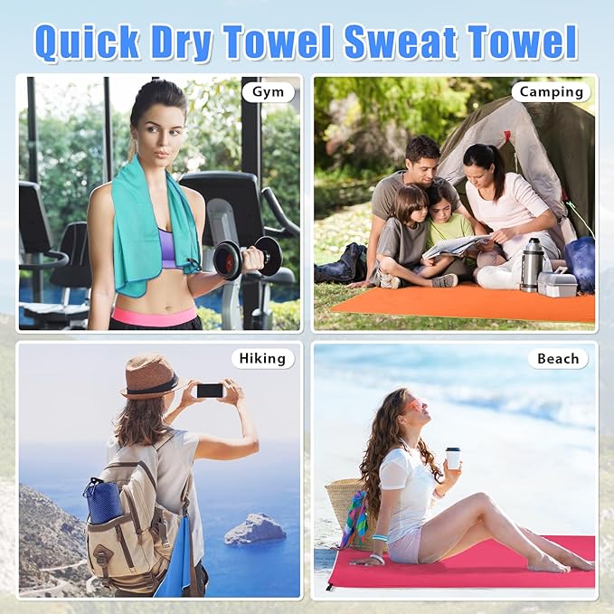 Sfee 2 Pack Microfiber Travel Towel, Quick Dry Towel Camping Towel Large Beach Towel Super Absorbent Compact Lightweight Sports Towel Gym Towel Set for Beach, Gym, Hiking, Pool, Backpacking,Bath,Yoga