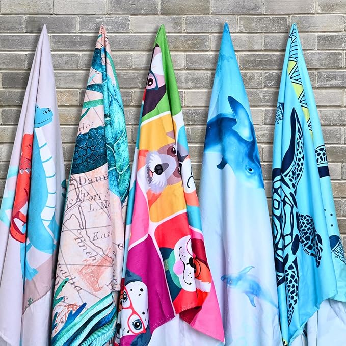 LIVILAN Small Double Turtle Beach Towel for Kids & Adults, Quick Dry and Sandproof Towels Made from Microfiber for Boys Teens 24” x 48”, Bath Pool Camp Sports Travel Towel Lightweight