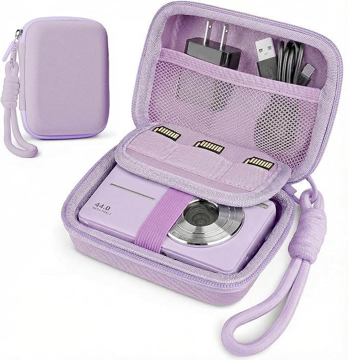 Digital Camera Case Compatible with VAHOIALD FHD 1080P/ for CAMKORY Digital Point and Shoot/for KODAK PIXPRO FZ45-BK 16MP Vlogging/for IWEUKJLO/for Nsoela, Holder for SD Card More (Purple)