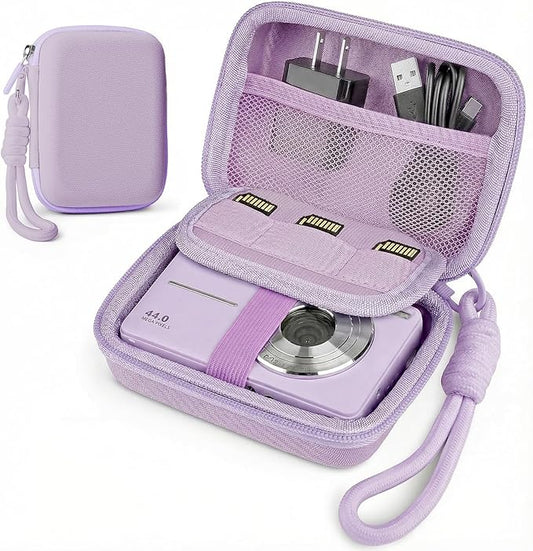 Digital Camera Case Compatible with VAHOIALD FHD 1080P/ for CAMKORY Digital Point and Shoot/for KODAK PIXPRO FZ45-BK 16MP Vlogging/for IWEUKJLO/for Nsoela, Holder for SD Card More (Purple)