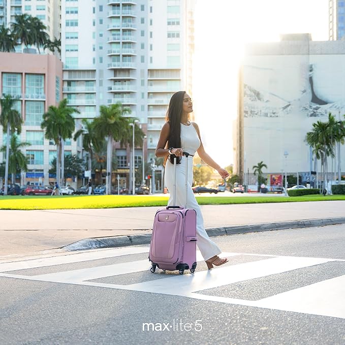 Travelpro Maxlite 5 Softside Expandable Luggage with 4 Spinner Wheels, Lightweight Suitcase, Men and Women, Orchid Pink Purple, Carry-on 21-Inch