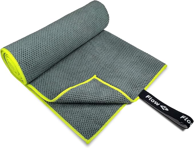 Flow Microfiber Quick Dry Swim Towel - Pool Towels for Competitive Swimming and Other Water Sports with Medium and Large Options Available (Gray, Medium (47” x 20”))