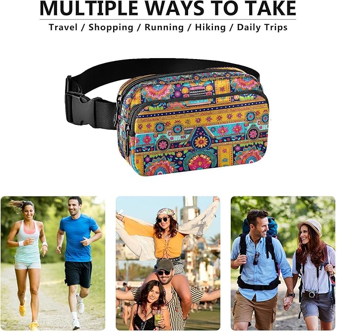 Mandala Ethnic Fanny Pack for Women Men Water Resistant Fashion Waist Packs with Adjustable Strap Belt Bag for Travel Workout Jogging Hiking 21220290