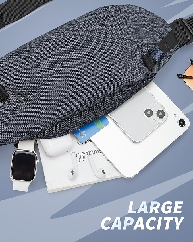 Fanny Pack for Mens Crossbody Bag, Sling Bag for Women Waist Packs Anti Theft Cross Body Belt Bags with Adjustable Strap for Running Sports Hiking Cycling Travel Walking - Blue
