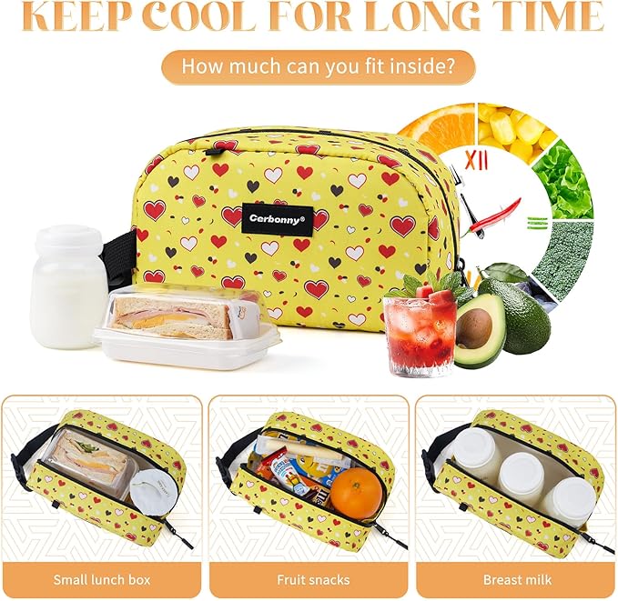 Cerbonny Small Cooler Bag Freezable Lunch for Work School Travel,Leak-Proof Bag,Snack Bags for Kids/Adults,Freezer Bags,Freezable Lunch Bag