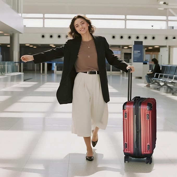 OUZZO 20 Inch Expandable Carry On Luggage 22x14x9 Airline Approved Hardshell Suitcases with Wheels Durable Lightweight Travel Luggage with TSA Lock USB Port for Business Trip Weekend Getaway