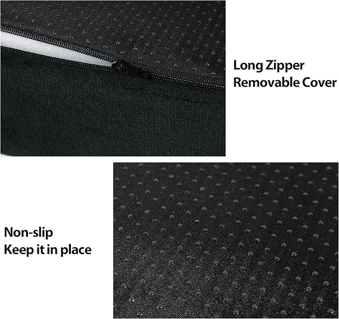 HOMBYS Recliner Seat Cushion with Lumbar Supportive Pillow Extra Large Non-Slip Seat Cushion with Back Support Cushions,Cruve Edge Design for Relief Thighs Pressure, Black