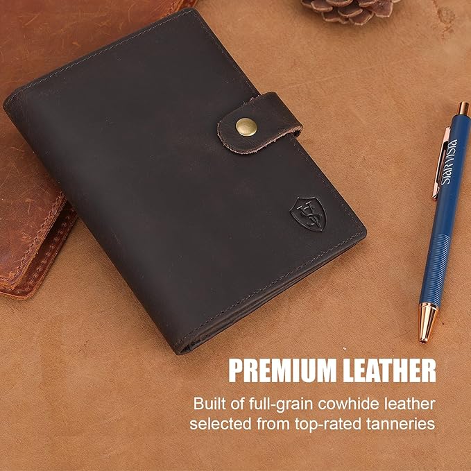 STAR VISTA Cosimo Leather Passport Holder for Exquisite Voyagers or Pilots, Transparent Windows for Travel Document & Dual IDs, RFID Blocking, 2 Passports, 2 IDs, 8 Cards, AirTag Slots, Dark Brown