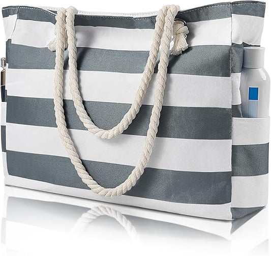 Pleneal Beach Bags For Women - Large Beach Bags with Zipper Waterproof Sandproof Swim Pool Beach Bag