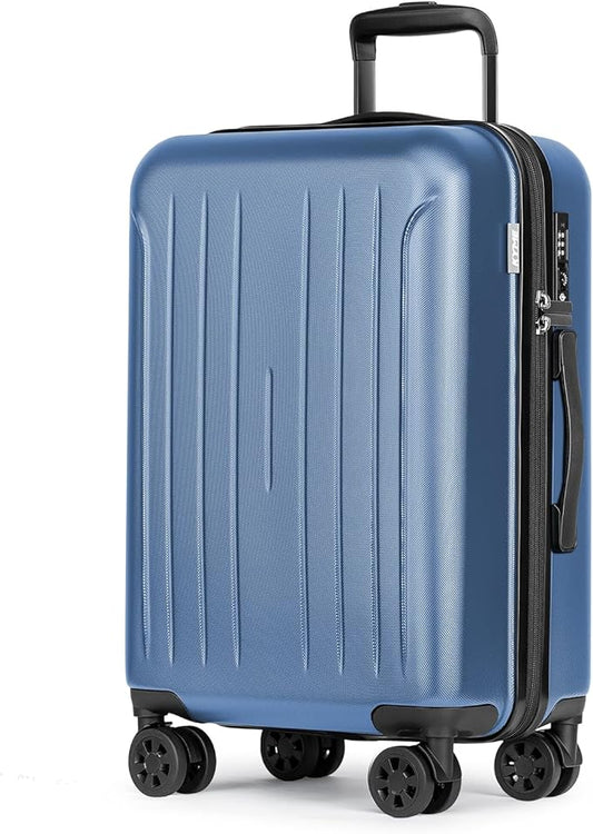 KYME Suitcase Hardshell With Double Spinner Wheels, PC+ABS TSA Lock Travel Luggage (Royalblue, 24" Checked)