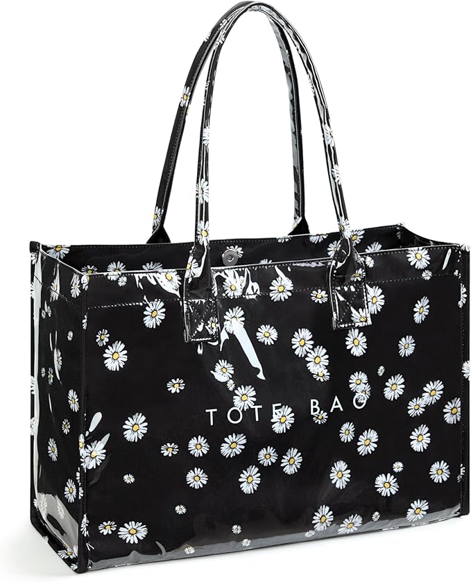 KALIDI PVC Tote Bag Women’s Kraft Paper Work Handbags Purses with Top Handle