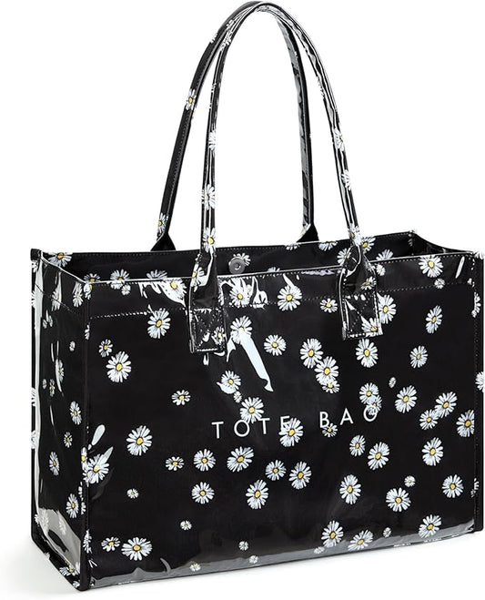 KALIDI PVC Tote Bag Women’s Kraft Paper Work Handbags Purses with Top Handle