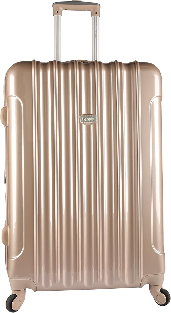 kensie Women's TSA-Lock Hardside Spinner Luggage, Pale Gold, 3-Piece Set (28, 24, 20)