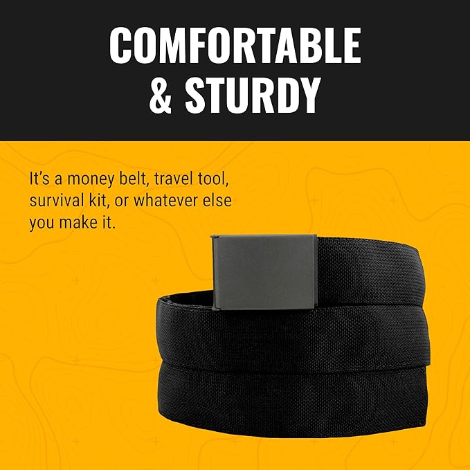 Wazoo Cache Belt for Men with Hidden Pocket, Adjustable Anti-Theft Travel Belt, Nylon with Stainless Steel Buckle