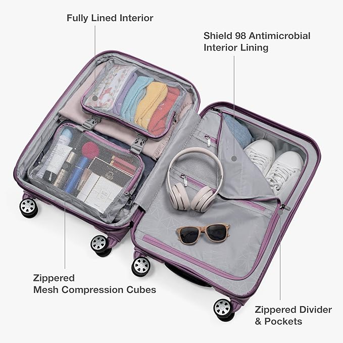 Traveler's Choice Pagosa Hardshell Expandable Luggage with Spinner Wheels, Mauve, 26-Inch Medium