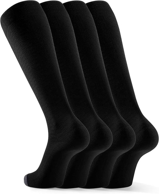 FITRELL 4 Pairs Compression Socks for Women & Men, 15-20mmHg Circulation Support for Athletic Travel Daily Wear