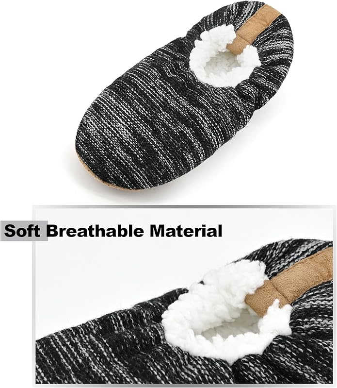 Keyela Mens Slipper Socks With Non Skid Bottoms, Warm Slipper Socks With Grippers For Men, Fuzzy House Slippers