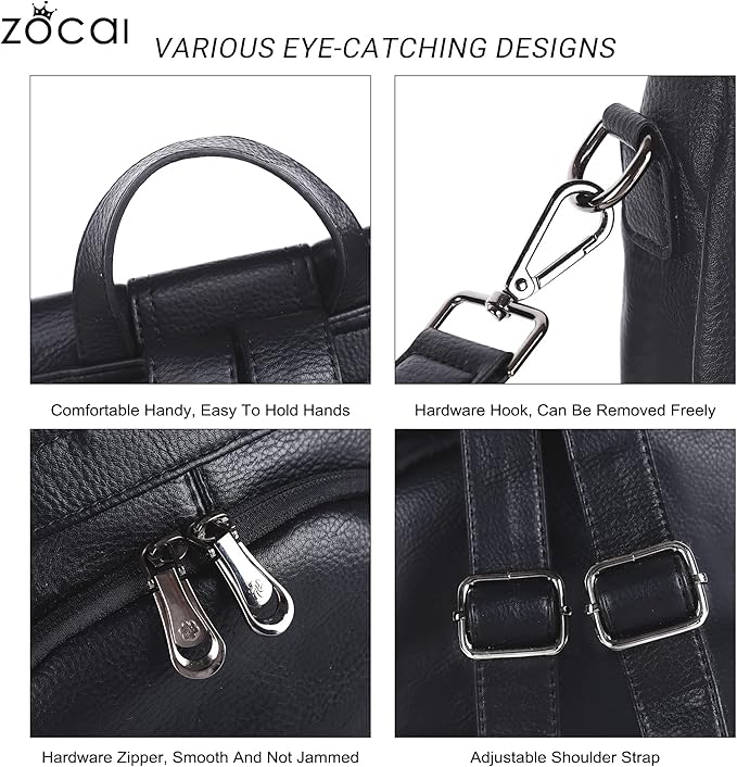 ZOCAI Backpack Purse for Women Fashion Backpack Purses PU Leather Daypacks Anti-Theft Shoulder Bag Satchel Purse