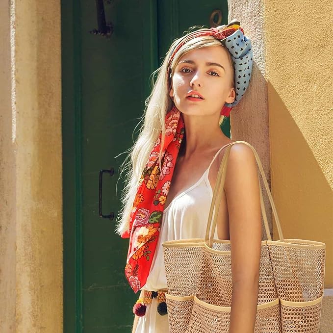 4PCS Large Beach Bags for Women,Nylon Mesh Tote Bag with Large Inner Zipper Pocket