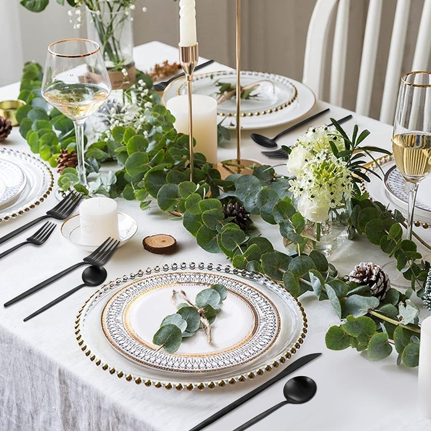 Matte Black Silverware Set, VANVRO 20-Piece Stainless Steel Flatware Set, Satin Finish tableware Cutlery Set, Service for 4, Home and Restaurant, Dishwasher Safe