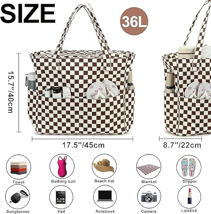 Bluboon Waterproof Beach Tote Pool Bags for Women Ladies Extra Large Carry On Bag With Wet Compartment for Weekender Travel