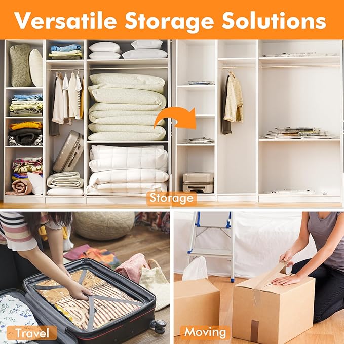 GONGSHI Vacuum Storage Bags, Space Saver Seal Bags For Clothing, Blankets, Comforters, Pillows, Clothes Storage,Travel Luggage.5 M 5 S