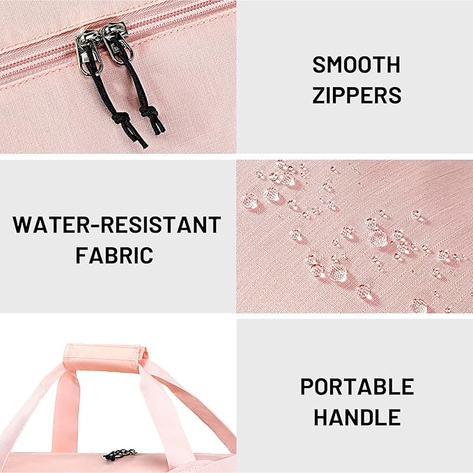MIER Gym Bag Round Duffle Bag with Shoe Compartment & Wet Pocket, Lightweight Carry on Duffel for Men Women Workout Fitness Travel Sports, 24L, Pink