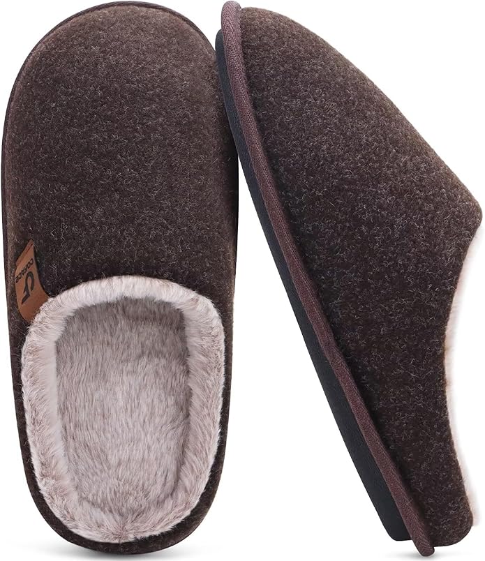 COFACE Mens Cozy Memory Foam Scuff Slippers Casual Slip On Warm House Shoes Indoor/Outdoor Sandal Slippers With Arch Support Rubber Sole Size 7-15
