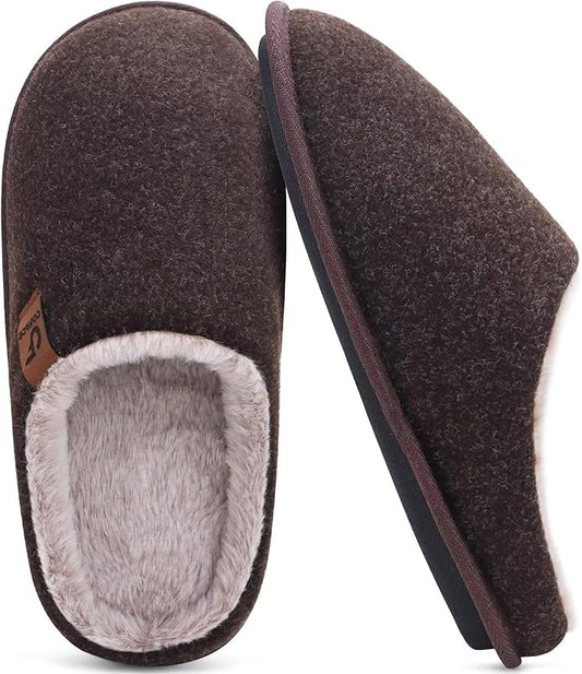 COFACE Mens Cozy Memory Foam Scuff Slippers Casual Slip On Warm House Shoes Indoor/Outdoor Sandal Slippers With Arch Support Rubber Sole Size 7-15