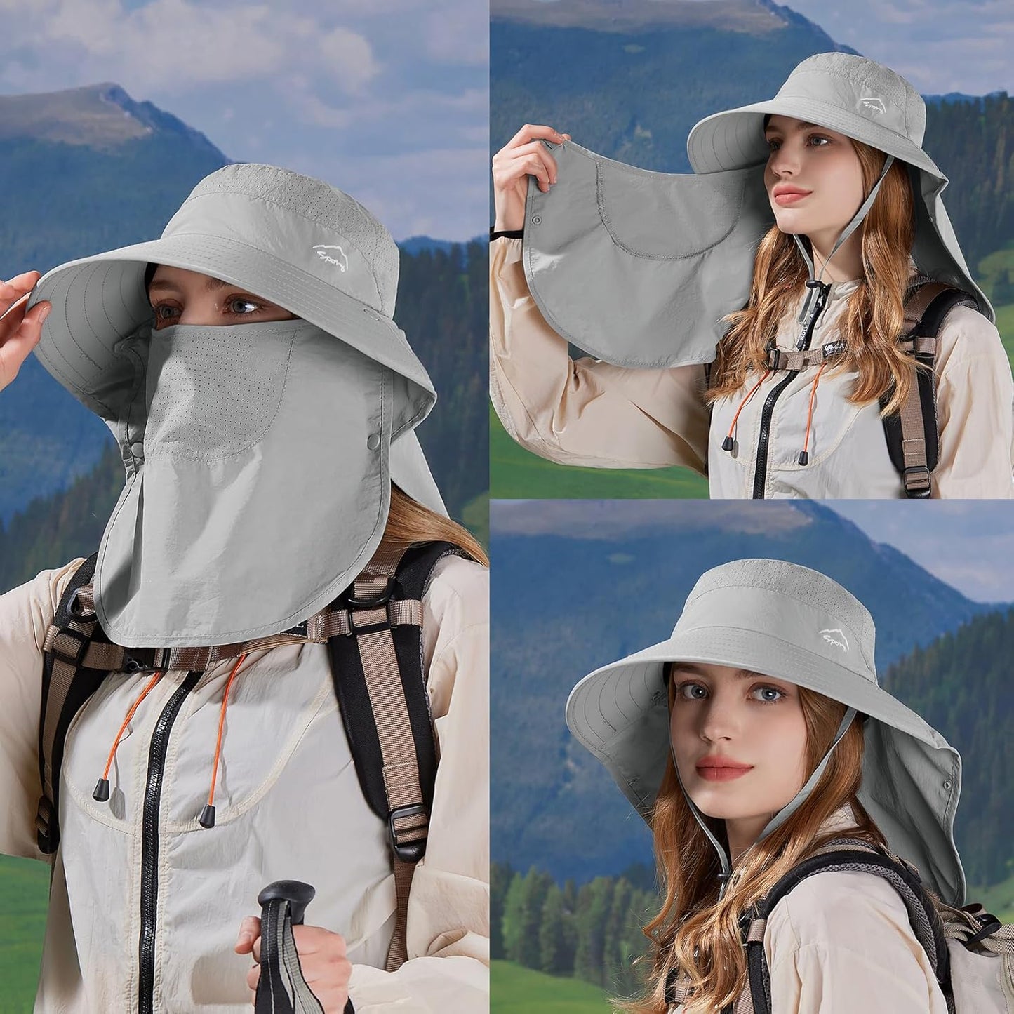 Sun Hat for Men Women with Neck Flap,UPF 50+ UV Protective Hiking Fishing Hats,Wide Brim Sun Hat for Women&Men