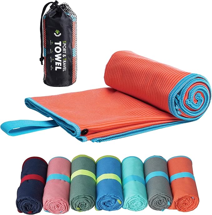 4Monster Microfiber Camping Towel - Quick Dry, Super Absorbent, Lightweight Travel Towel for Hiking, Beach, Gym, Backpacking, Yoga - Compact with Carry Bag (Orange, Small(31.50" x 15.80"))